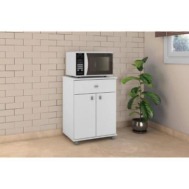 Imagem de Balcão Multiuso Cozinha Asm168 C/ 2 Portas E 1 Gaveta Branco - Movelbento
