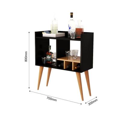 Imagem de Aparador Moderno Para Salas Adega Porta Vinhos Taças Mini Bar Preto