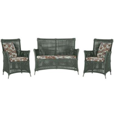 Imagem de Jogo Sofá E 2 Poltronas Igapó Alumínio Fendi E6 Trama Verde