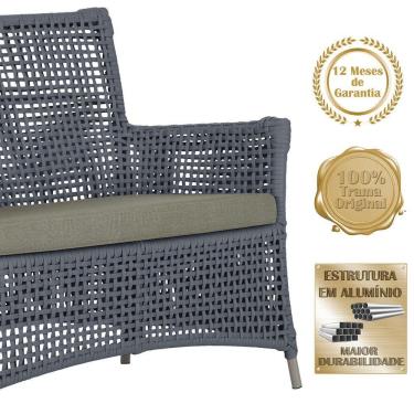 Imagem de Jogo Sofá E 2 Poltronas Igapó Alumínio Fendi E8 Trama Prata