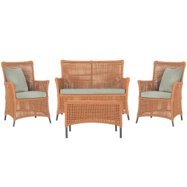 Imagem de Jogo Sofá E 2 Poltronas E Mesa Igapó Preta E3 Trama Original Terra Cota