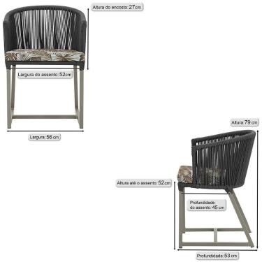 Imagem de 4 Cadeiras De Jantar Noronha Fendi Corda Náutica E6 Trama Preto