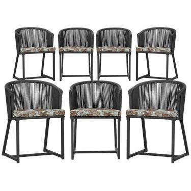 Imagem de 7 Cadeiras De Jantar área Noronha Preta E6 Trama  Preto
