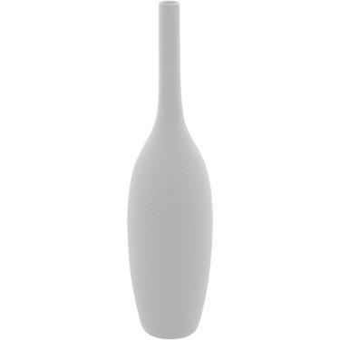 Imagem de Vaso Decorativo Enfeite Casa Cerâmica 38x9x9cm Branco