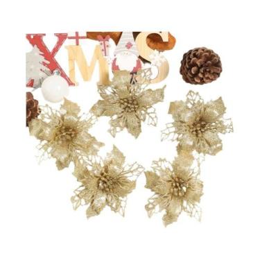 Imagem de Guirlanda De Flores Artificiais De Natal Com Glitter, Decorações De Na