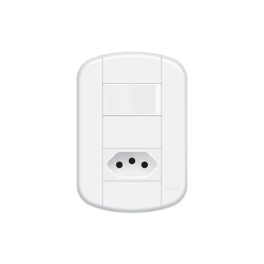 Imagem de Interruptor Simples E Tomada 2p+t 20a Fame Blanc+ Distanciados Com Placa 4x2 Branco