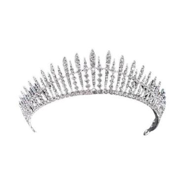 Imagem de Tiara De Noiva De Cristal Prateado Com Strass, Coroa De Princesa Para 