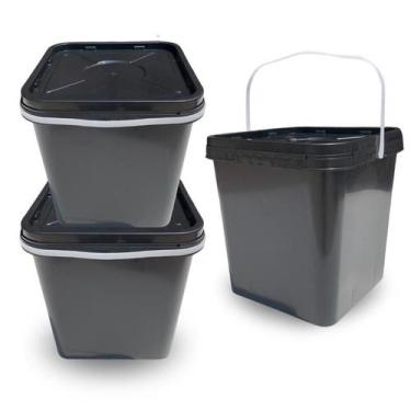 Imagem de Balde Quadrado 16L Cozinha Industrial Tampa Lacre 02 Pçs - Nastripack
