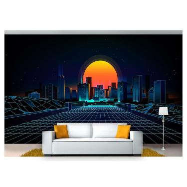 Imagem de Papel De Parede Cidade Prédios Retrô Wave 3D Ncd220