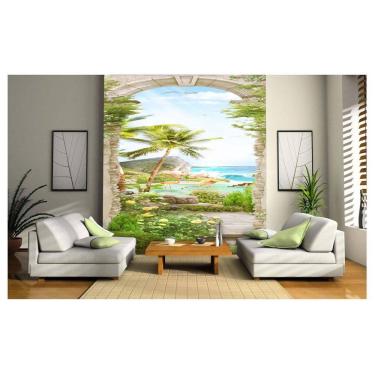 Imagem de Papel De Parede Paisagem Mar Arco Flamingo 3D Dav30