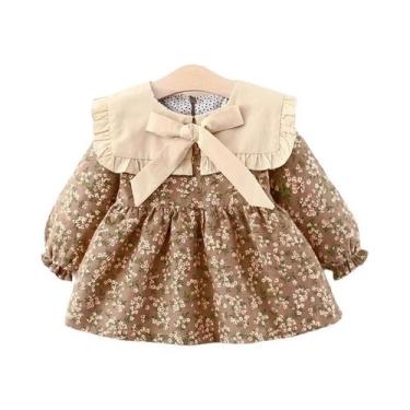 Imagem de Vestido de princesa estampado de manga comprida infantil, roupas para 