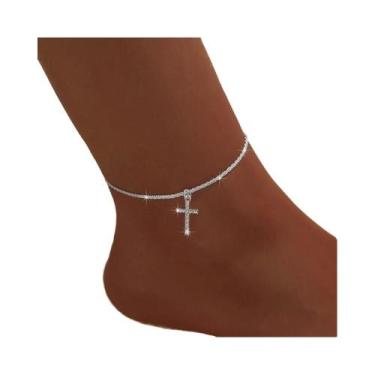 Imagem de Tornozeleira Feminina Banhada a Prata 925 Com Zircônia Cúbica, Elegant