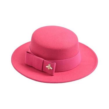 Imagem de Chapéu Fedora Feminino De Moda Com Topo Plano E Laço Para Casamento, I