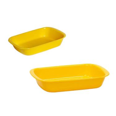 Imagem de Kit De Travessa Servir Vemplast 2 Peças P+M Amarelo