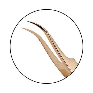 Imagem de Pinça Profissional para Alongamento de Cílios Ponta Curva Klass Vough