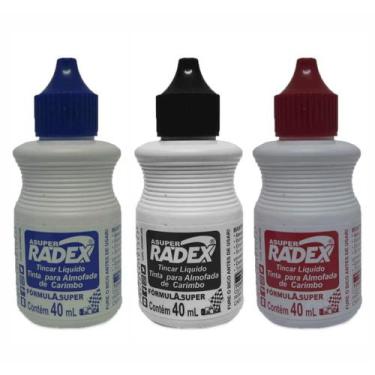Imagem de Kit 03 Tinta Para Almofada de Carimbo Alto Rendimento 40ml  Radex