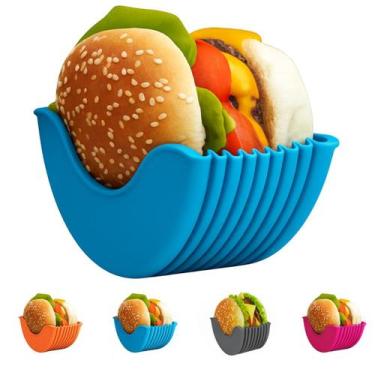 Imagem de Kit 3/5 Suporte Para Hamburguer Porta Sanduiches Lanches Antivazamento
