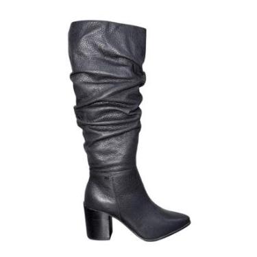 Imagem de Bota Cano Longo Couro Engomado Feminina Bottero Preta-Feminino