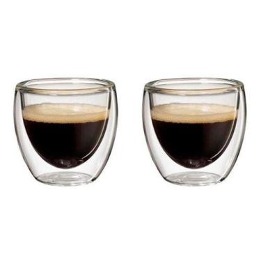 Imagem de Copo De Vidro Duplo Bistro Shot Café 140ml 2 Peças - Kadê