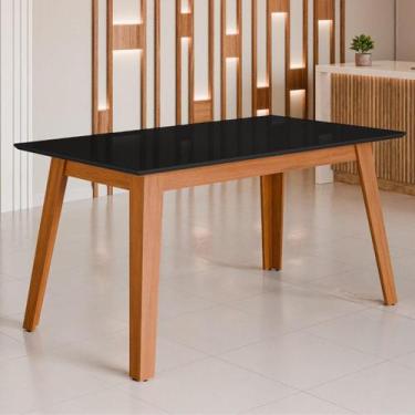 Imagem de Mesa de Jantar com Vidro 6 Lugares Multimóveis CR50230, Cinamomo/Preto