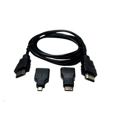 Imagem de Cabo Hdmi Com Adaptador Mini E Micro HDTV 1080p 1.4  3 Em 1 - Mb