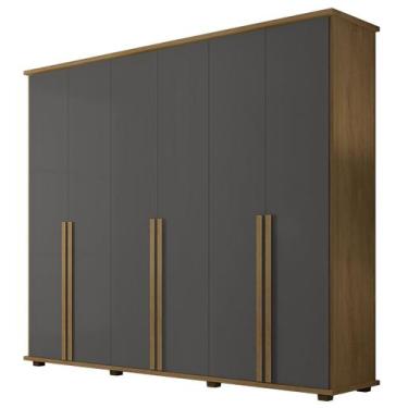 Imagem de Guarda-Roupa Casal Cinamomo com Grafite Estrela 6 Portas - RV Móveis