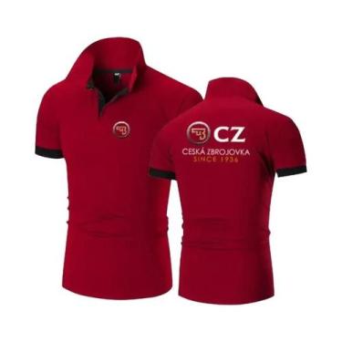 Imagem de Camisa Polo Masculina Slim Fit De Algodão Respirável Casual Cor Sólida