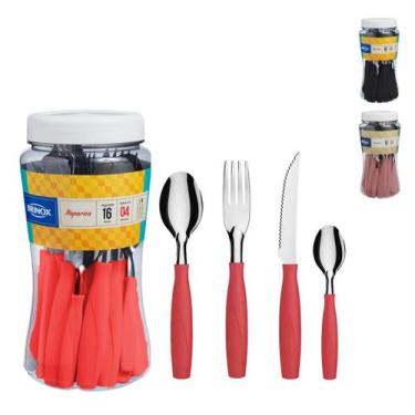 Imagem de Faqueiro Jogo de Talher Brinox Inox Kit 16 Peças Itaparica, Vermelho