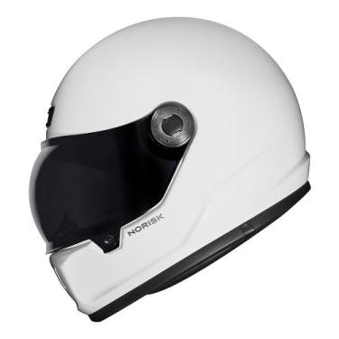Imagem de Capacete Moto Norisk V8 Preto Brilho Custom Old Schol, Branco Brilho, 
