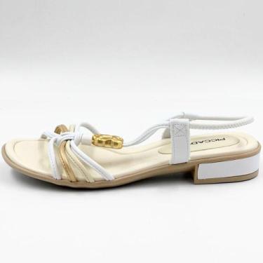 Imagem de Sandália Piccadilly Salto Baixo Casual Feminina, 37, Branco neve