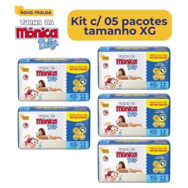 Imagem de Fralda Turma da mônica tamanho XG kit com 5 pacotes jumbinho - ONTEX