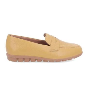 Imagem de Sapato Fem Usaflex Loafer Casual Couro Amarelo Mel AL3401003, 34, Amar