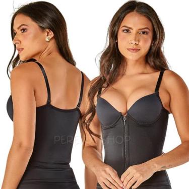 Imagem de Camisete Modeladora Modelador Feminina Com Ziper Com Bojo Reduz Até 6c