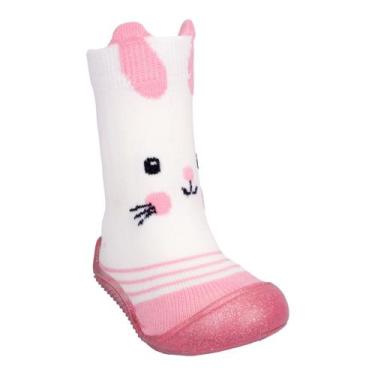 Imagem de Meia Infantil comfort lúdica branca coelhinho Feminino Pimpolho, 20