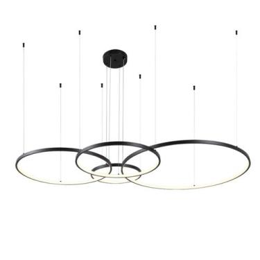 Imagem de Pendente Moderno De Arco De Led para sala 3k, PRETO