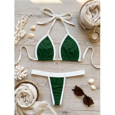 Imagem de Biquíni Feminino Vick Cortininha Premium com Pingente Cor:Verde MusgoT