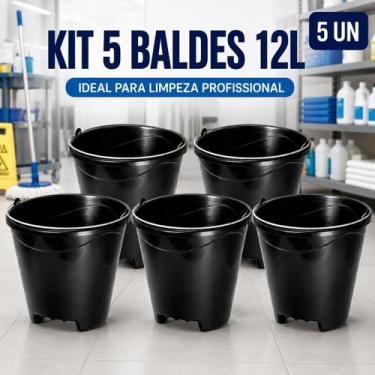 Imagem de Balde Redondo 12L com Alça Reforçada Pedreiro Prime Plas Preto Multius