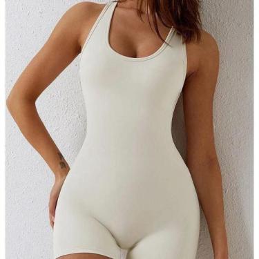 Imagem de Macacão Feminino Slim Fit Com Decote Baixo, Sem Mangas, Para Yoga, Elá
