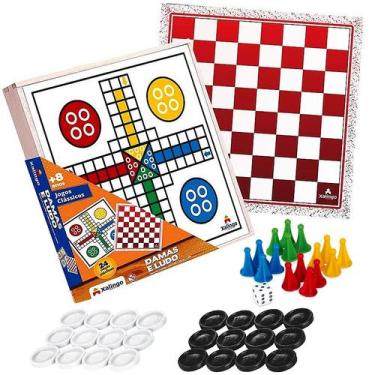 Imagem de Jogo Infantil Tabuleiro de Dama e Ludo em Madeira Educativo - Xalingo,