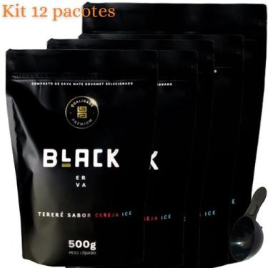 Imagem de Kit com 12 Pacotes Black Erva Mate Tereré 500G Acompanha Scoop Colher 