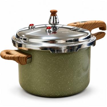 Imagem de Panela de Pressão Max Chef Wood Alumínio com Revestimento Cerâmico Antiaderente 4,2L Indução Verde Acinzentada Fratelli
