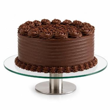 Imagem de Boleira 30cm de Vidro com Base em Aço Inox Plataforma Giratória para Decorar e Servir Bolos Multiuso Yeet