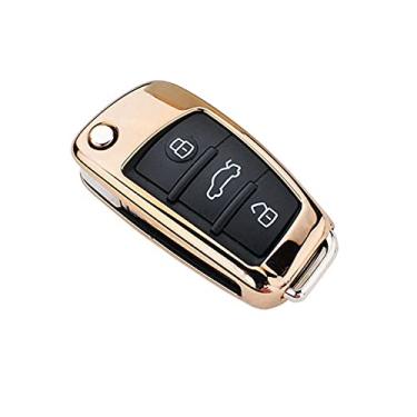 Imagem de Venus-David TPU Car Key Case Cover, apto para Audi A3 8p 8v A4 B7 B8 B5 B9 A1 A5 Q7 Q5 A6 4f C6 C5 C7 C4 Tt Q3 S3 A7 A8 C4 TT 8N, Dourado