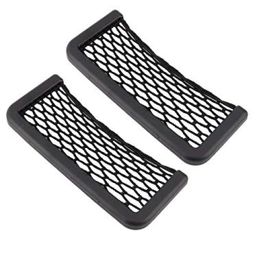 Imagem de Bolso de rede de armazenamento preto, bolsa de rede de armazenamento para porta-malas de carro, bolso de rede de armazenamento, rede elástica de nylon, organizador de bolsa aderente para telefones, carregamento, cigarros, 20 × 8,5 cmKeenso 2 pcs Keenso29xzbwricy