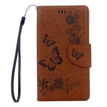 Imagem de CHAJIJIAO Capa ultrafina para Sony Xperia X Compact Butterflies Embossing Horizontal Flip Leather Case com suporte e compartimentos para cartões, carteira e cordão (preto) (Cor: Marrom)