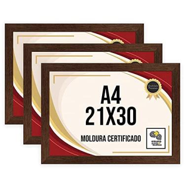 Imagem de Kit 3 Porta Certificados 21x30 Moldura A4 para Certificado Foto Parede Ypê