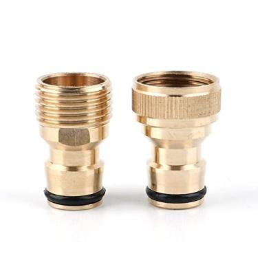 Imagem de 2 pe?as de lat?o 1/2quot;?Conector r¨¢pido de rosca conector de irriga??o de jardim???torneira adaptador de torneira mangueira/conector de tubo, MF, 1/2 ''