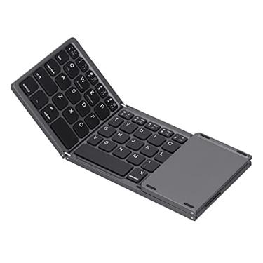 Imagem de Teclado Bluetooth dobrável, teclado portátil sem fio de 63 teclas recarregável teclado dobrável de modo duplo compatível com sistemas operacionais Windows/Android (preto)