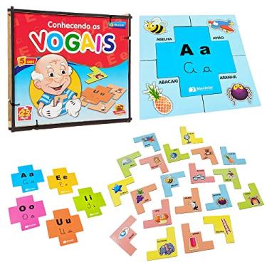 Imagem de Brinquedo Educativo Ilustrado Conhecendo As Vogais Móveis - Maninho Brinquedos