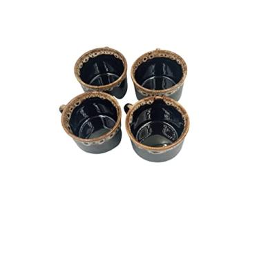 Imagem de Jogo Com 4 Xicaras De Porcelanas Preta 150 ml Borda Lisa